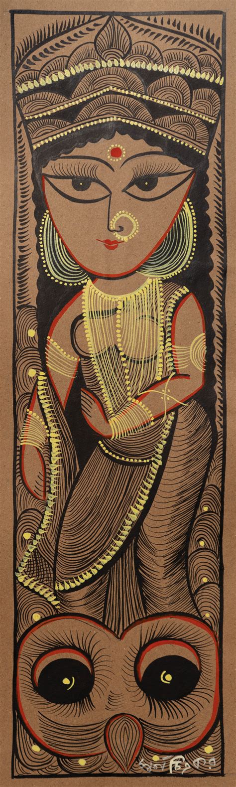 Maa Lakshmi Bengal Pattachitra | Indian Traditional Folklore Art