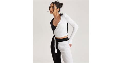 Urban Bliss Black Colour Block Ribbed Wrap Cardigan | New Look
