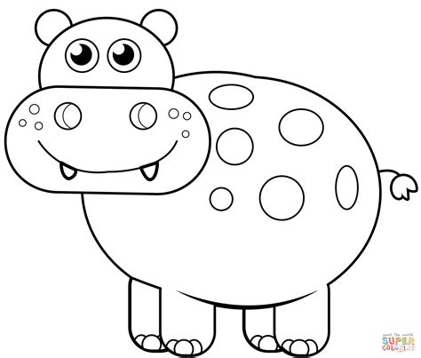 Cute Hippo Coloring Pages For Kids