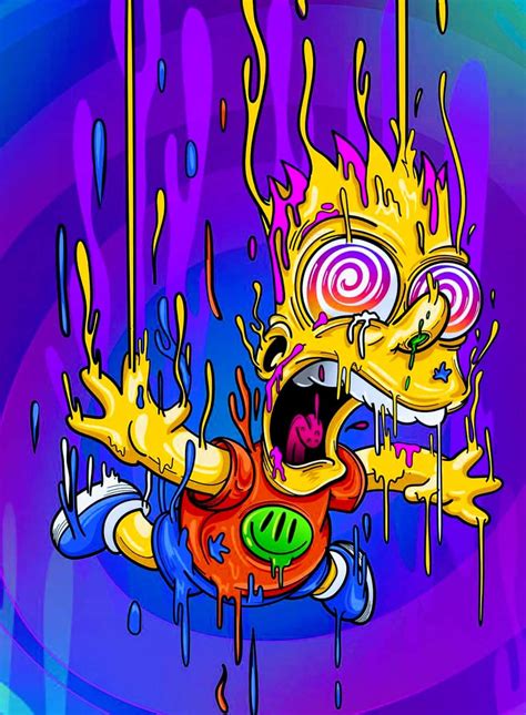 Download Bart Simpson Falling Trippy Paint Drip Wallpaper | Wallpapers.com
