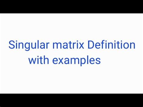Singular Matrix Definition 的图像结果