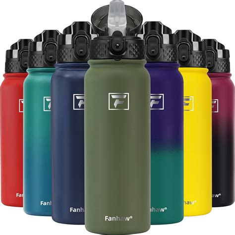 Fanhaw Insulated Water Bottle with Straw - 20 Oz Stainless Steel Double ...