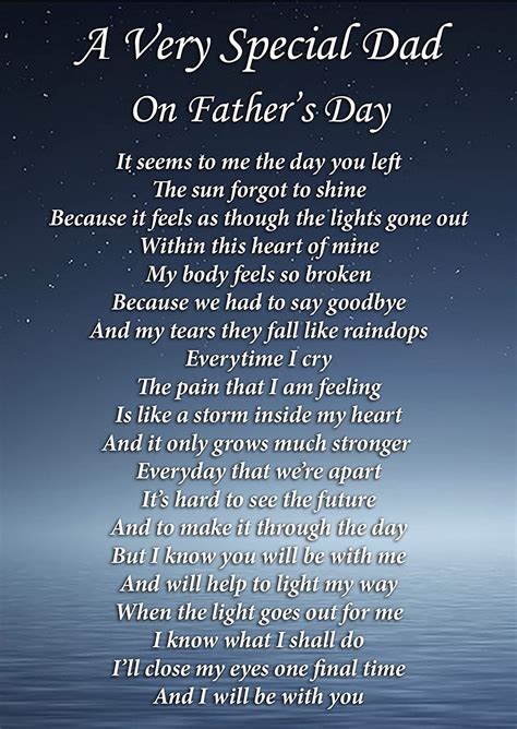 A Very Special Dad Father s Day Memorial Graveside Funeral Poem ...