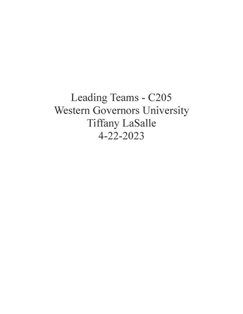 Leading Teams - GUIDED - Leading Teams - C Western Governors University ...
