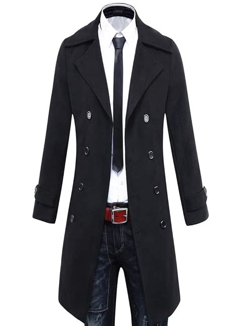 Buy Beninos Men's Trench Coat Winter Long Jacket Double Breasted ...