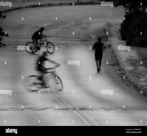 Walk jog and bike Black and White Stock Photos & Images - Alamy