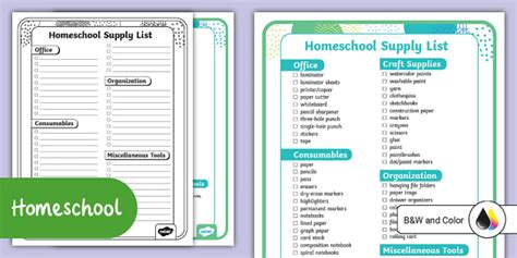 Printable Homeschool Supply List | Twinkl USA (teacher made)