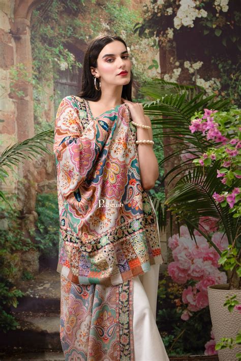 Pashtush Womens Shawl, Fine Wool, Hand Embroidery, Kalamkari Design, M ...