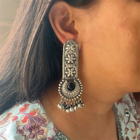 Aditi Silver Lookalike Stone Earrings