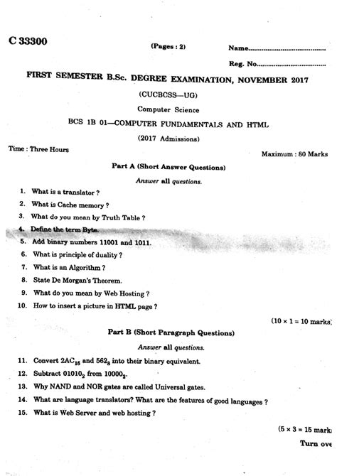 Sem 1 Computer Fundamatals AND HTML Notes and question paper - Bachelor ...