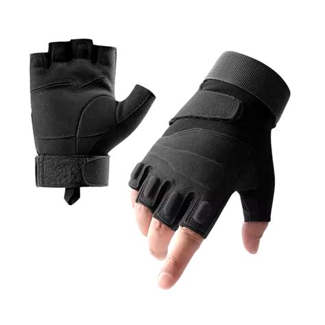 HHADEK Faux Leather Half Finger Tactical Gloves, Durable Fingerless ...