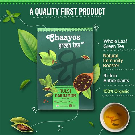 Tulsi Cardamom Green Tea - 100g – Chaayos