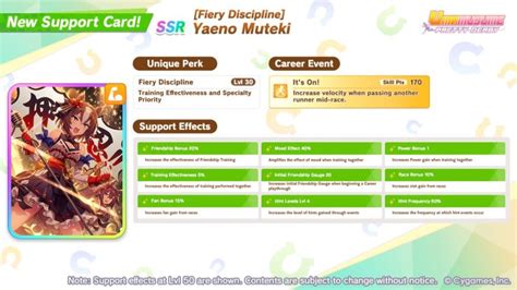 Umamusume Pretty Derby: SSR Yaeno Muteki Support Card Overview
