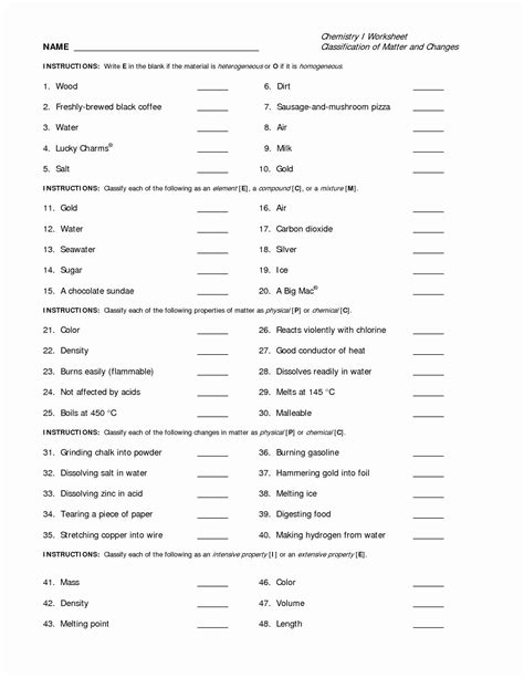 Image result for Classifying Matter Worksheet Answer Key