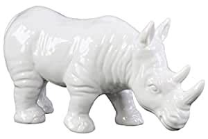 Buy Urban Trends Ceramic Standing Rhinoceros Figurine Gloss Finish ...
