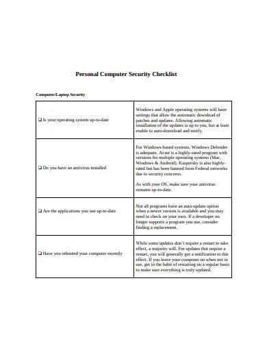 Image result for Computer Security Checklist