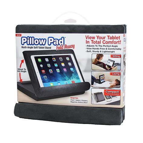 Ontel Pillow Pad Fold Away Multi-Angle Soft Tablet Stand, Gray : Amazon ...