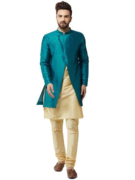 Sojanya (Since 1958, Men's Silk Blend Gold Kurta Churidaar Pyjama ...