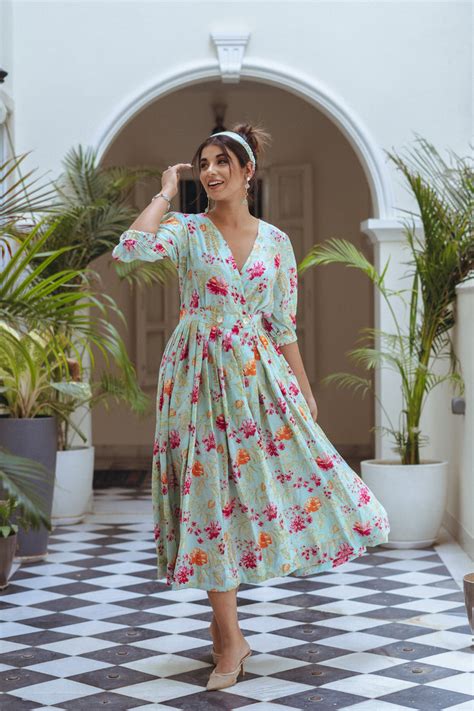 Turquoise Floral Wrap Maxi – rivaajclothing