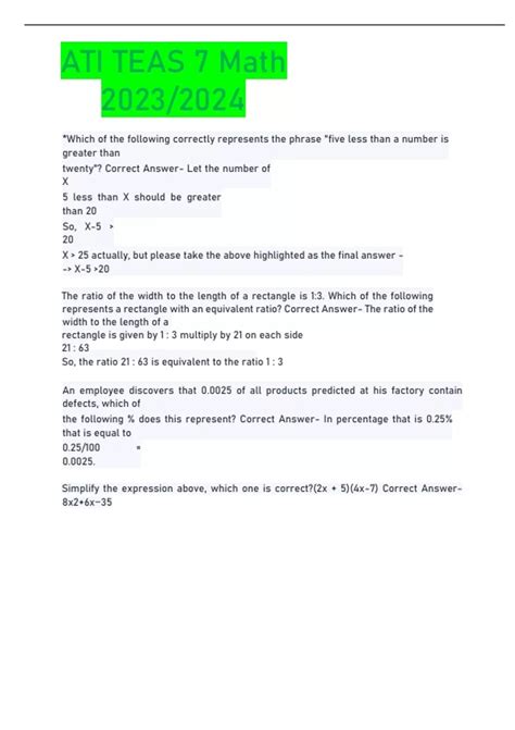 ATI-TEAS Test Study Guide Math 的图像结果