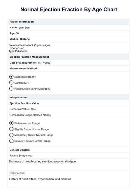 Normal Ejection Fraction By Age Chart & Example | Free PDF Download