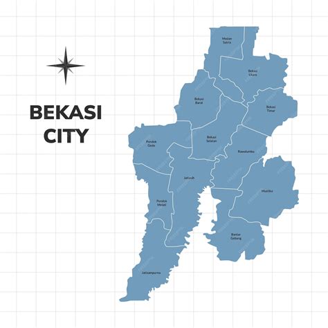 Bekasi city map illustration map of cities in indonesia | Premium Vector