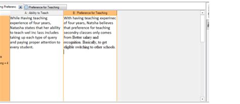 Result summarisation using Nvivo,framework matrices