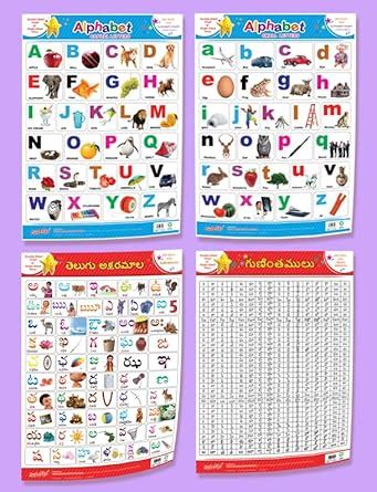 2 in 1 Preschool Charts-Alphabet Small&Capital Letters / Telugu ...