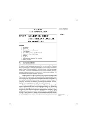 Salient features of indian administration - NOTES Self-Instructional ...