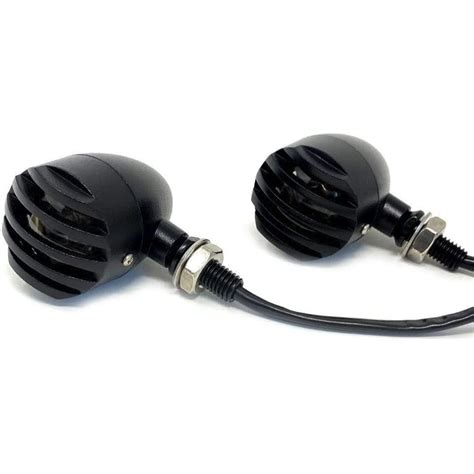 Round Prison Style Crinkle Matt Black Aluminium LED Indicators for Ret ...