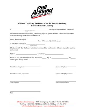 Fillable Online 500 Hours Worked Affidavit new - Phil Ackland Training ...
