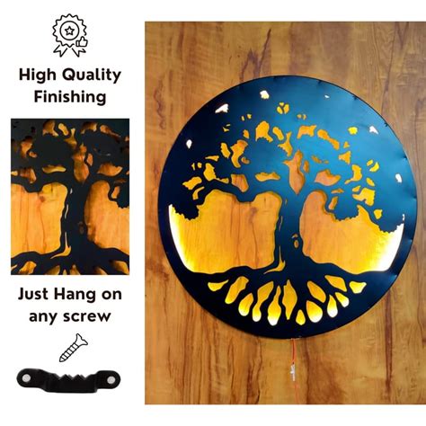 Handicraft Metal Tree Wall Hanging Decor with LED Light, Wall Decor ...