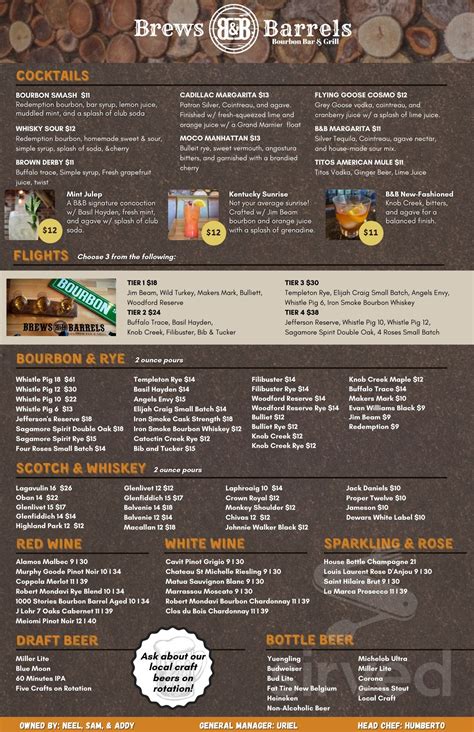 Brews & Barrels menu in Gaithersburg, Maryland, USA