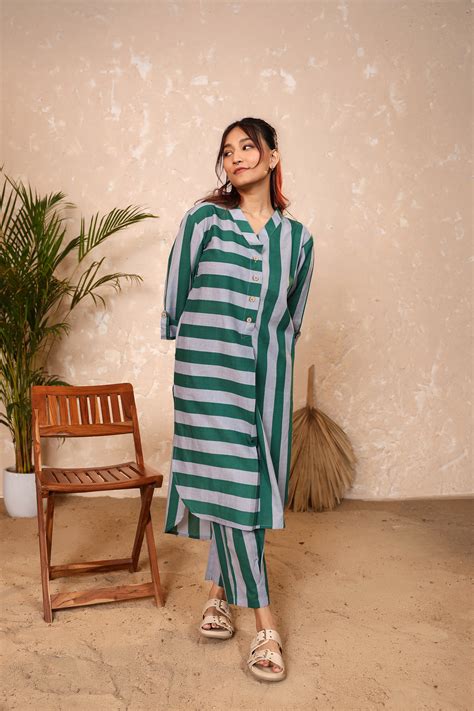 Seaglass Stripes Coord Set – Manvaar Jaipur