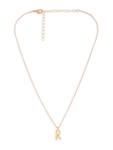 ZAVERI PEARLS Gold Tone Contemporary R Alphabet Pendant & Chain For ...