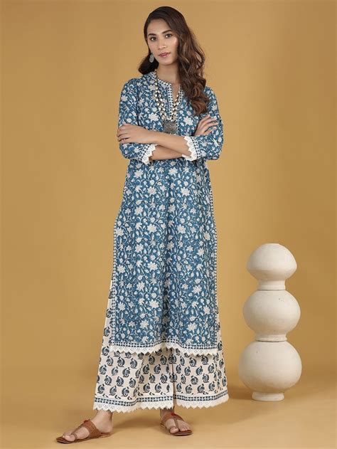 Green Printed Cambric Cotton Kurta