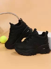 Fall/Winter Women's New Thick Sole Platform Sneakers, Lace-Up Round Toe ...