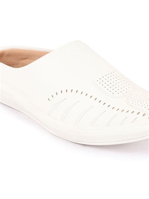 Men White Back Open Stylish Design Slip On Shoes