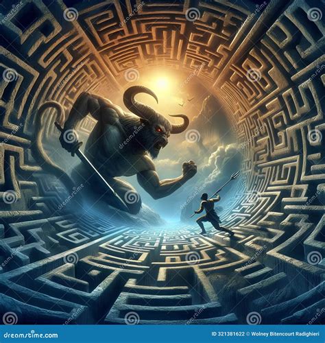 Theseus Facing The Minotaur 2 Royalty-Free Stock Image | CartoonDealer ...