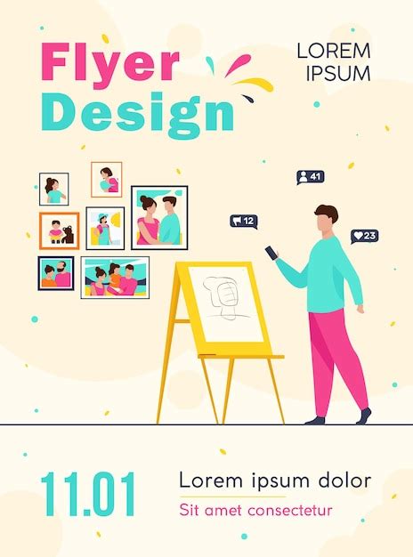 Artist working in his studio flyer template | Free Vector