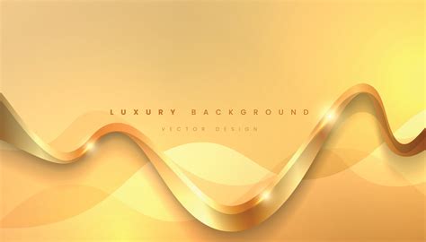 Abstract Yellow Luxury Background with Wavy Golden Line. Vector ...