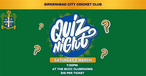 BCCC Junior Quiz Night Fundraiser, Birkenhead City Cricket Club ...