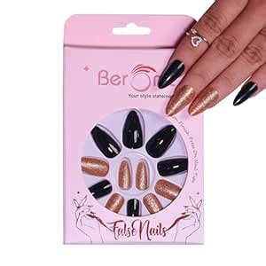 Buy Beromt Set of 12 reusable, UV treated gel finished Press-On nails ...