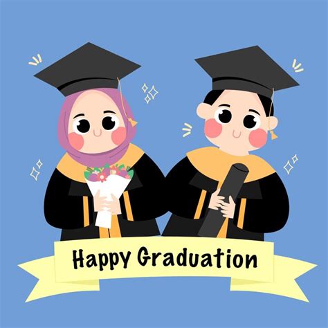 Vector of muslim couple graduation | Premium Vector