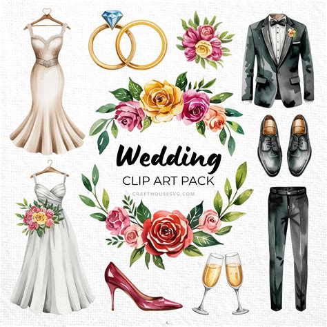Wedding Clipart Sublimation Bundle PNG - Free and Premium Files – Craft ...