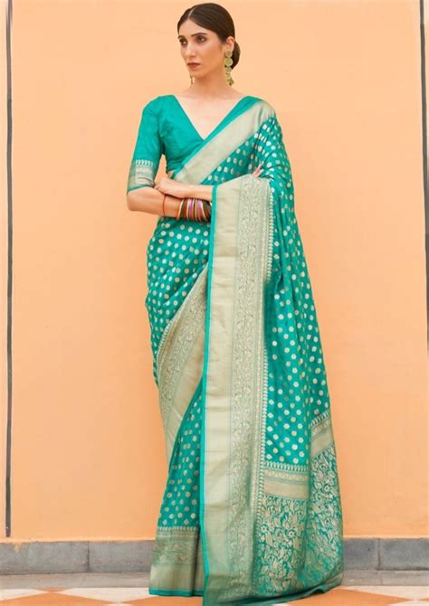 Khaddi Georgette Green Banarasi Saree Online Shopping India USA UK – Sunasa