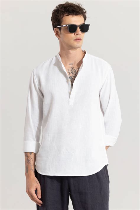 Buy Men's Mandarin Line White Kurta Online | SNITCH