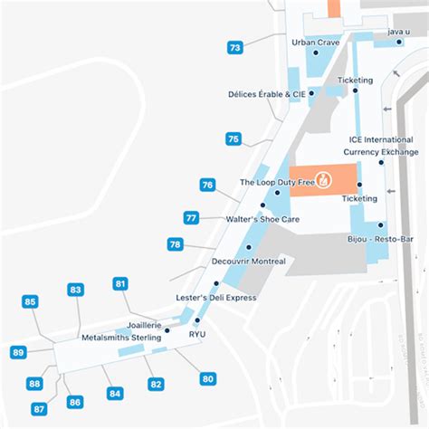 Montreal Trudeau Airport YUL Domestic Area Map