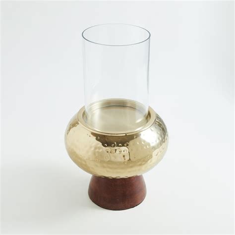 Buy Gold Rush Metal Small Candle Holder with Wooden Base from Home ...