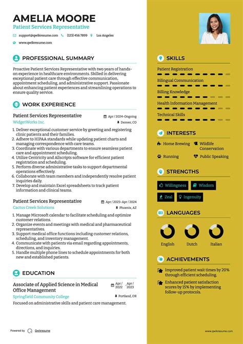 10+ Patient Services Representative Resume Samples & Templates for 2025